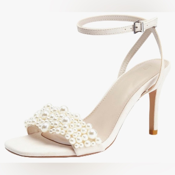 NWT Women's Open Toe Heeled Sandals Pearl Strap Stiletto, MULTI COLORS AVAILABLE